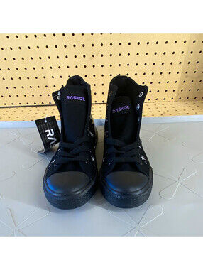 RASKOL Black/Purple UNISEX High Top Lace-Up Skull Graphic Sneakers SZ 7